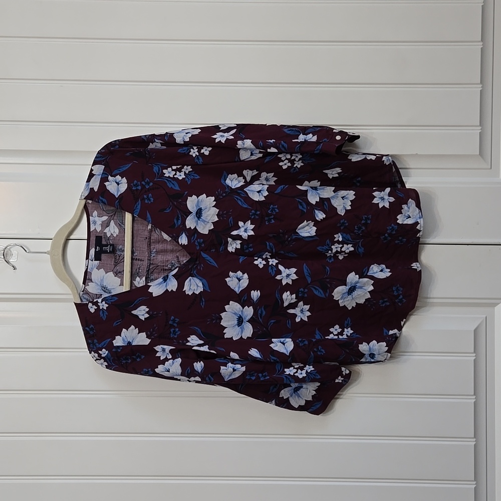 Gap Wine Purple Flower Blouse Women’s Women’s Pullover Floral Print Size XSP